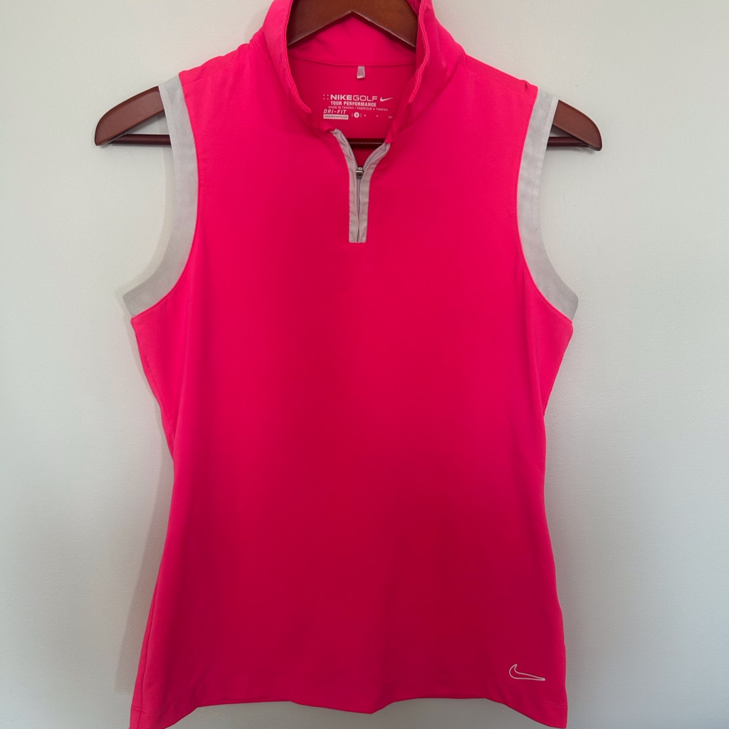 Nike Women’s Bright Pink Sleeveless Golf Tank With Light Trim